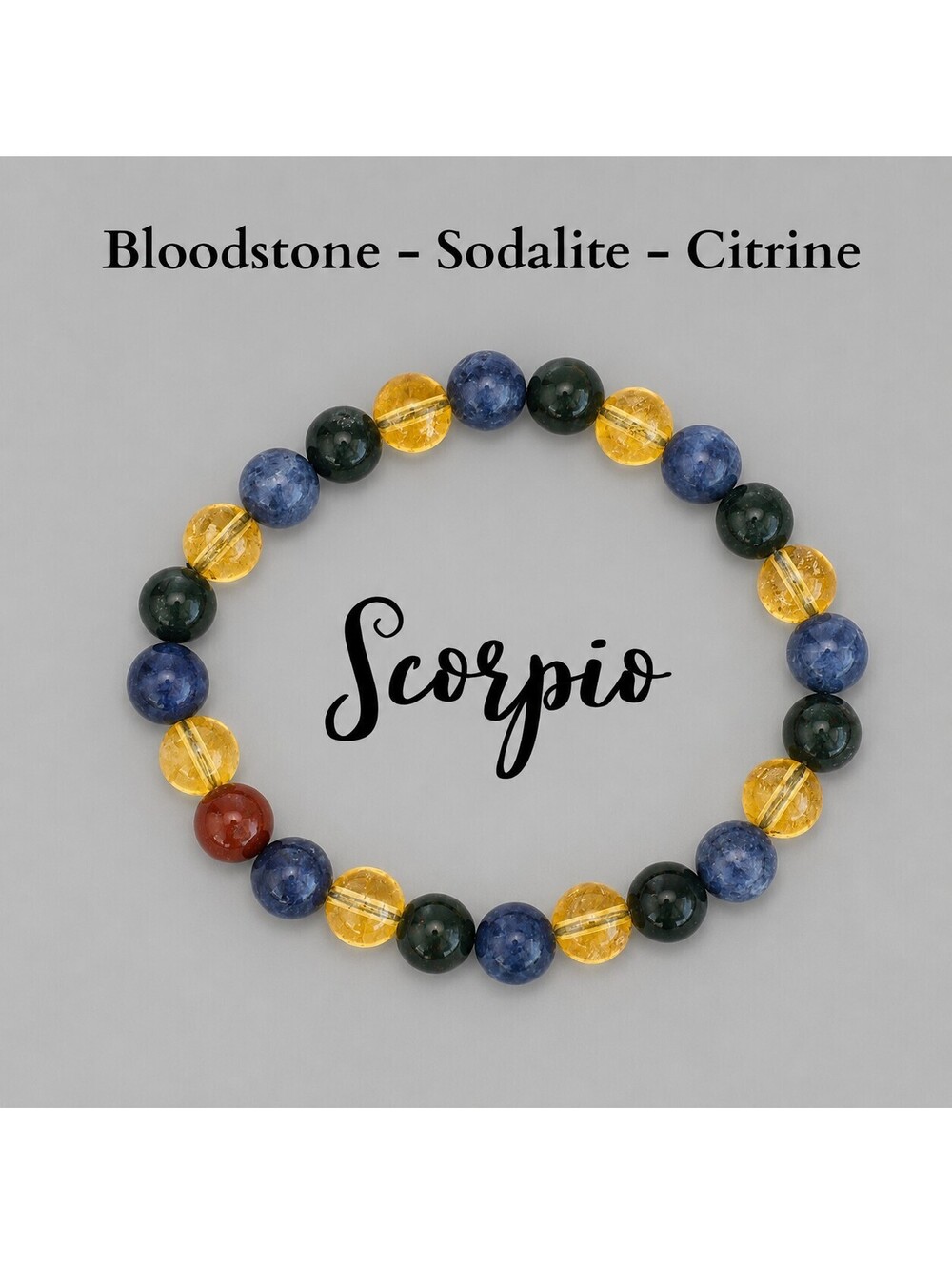 Scorpio Zodiac Crystal Bracelet Bloodstone-Sodalite-Citrine